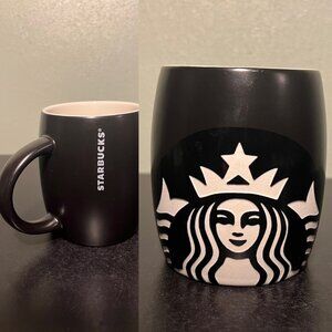 Starbucks Coffee Incised Etched Mermaid Siren Logo  Black Matte Mug 2011